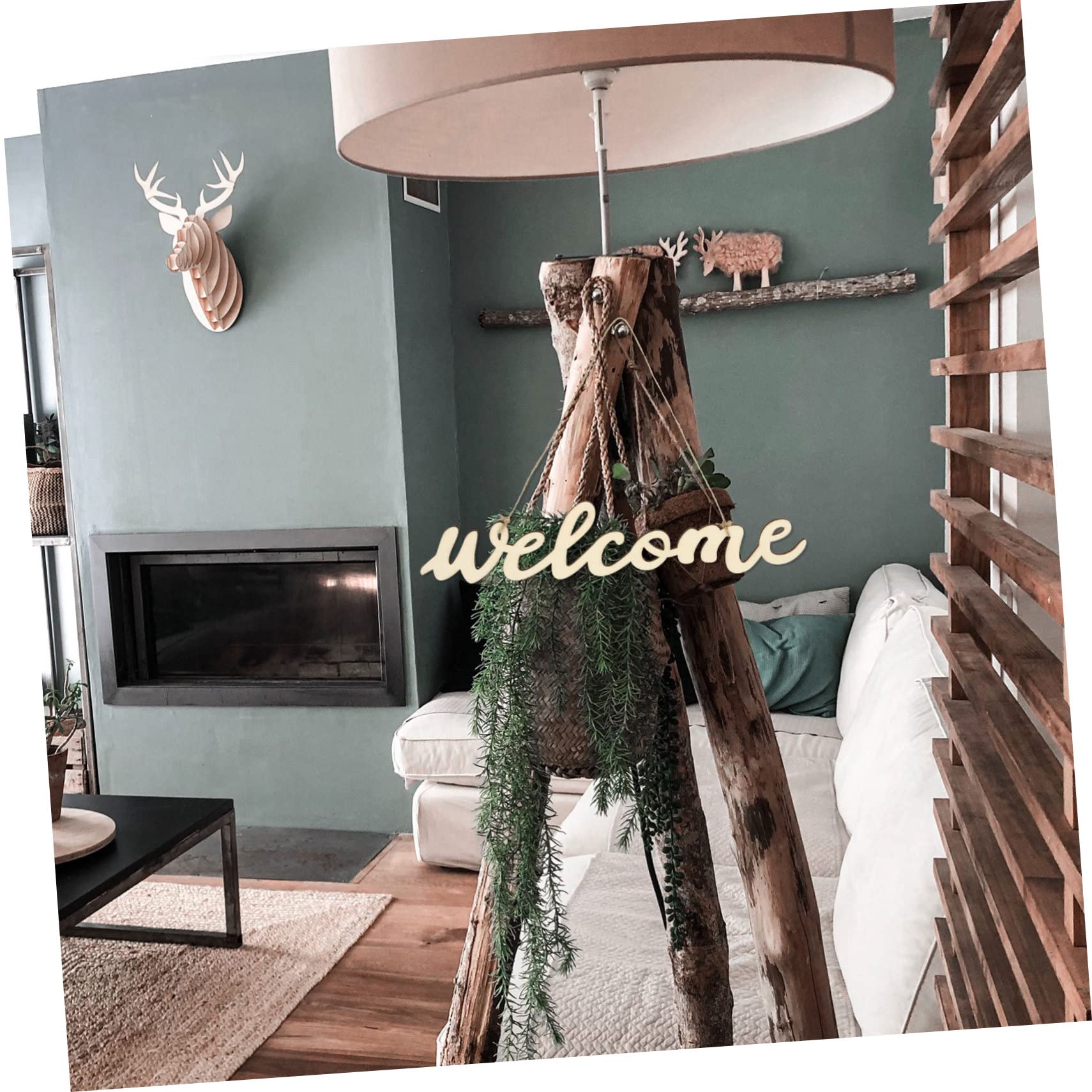 VOSAREA 4ensembles Panneau Bois Bienvenue Avec Cordes Suspendues Décoration De Porte Élégante Pour Maison Restaurant Bar Et Café Accessoire Accueillant Bois Naturel