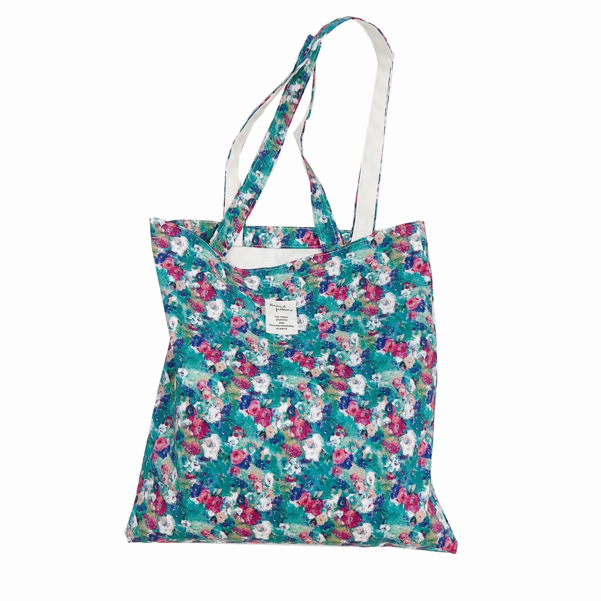 Kehpish Cotton Canvas Tote Bag Reusable Soft Grocery Cloth Bag Floral Shoulder Bag for Beach Travel Shopping