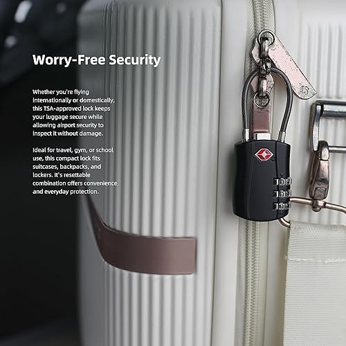 Miniatura 3 de Candados TSA para equipaje, candado pequeño combinado con cable, candados de equipaje aprobados por la TSA, candado combinado con código, para