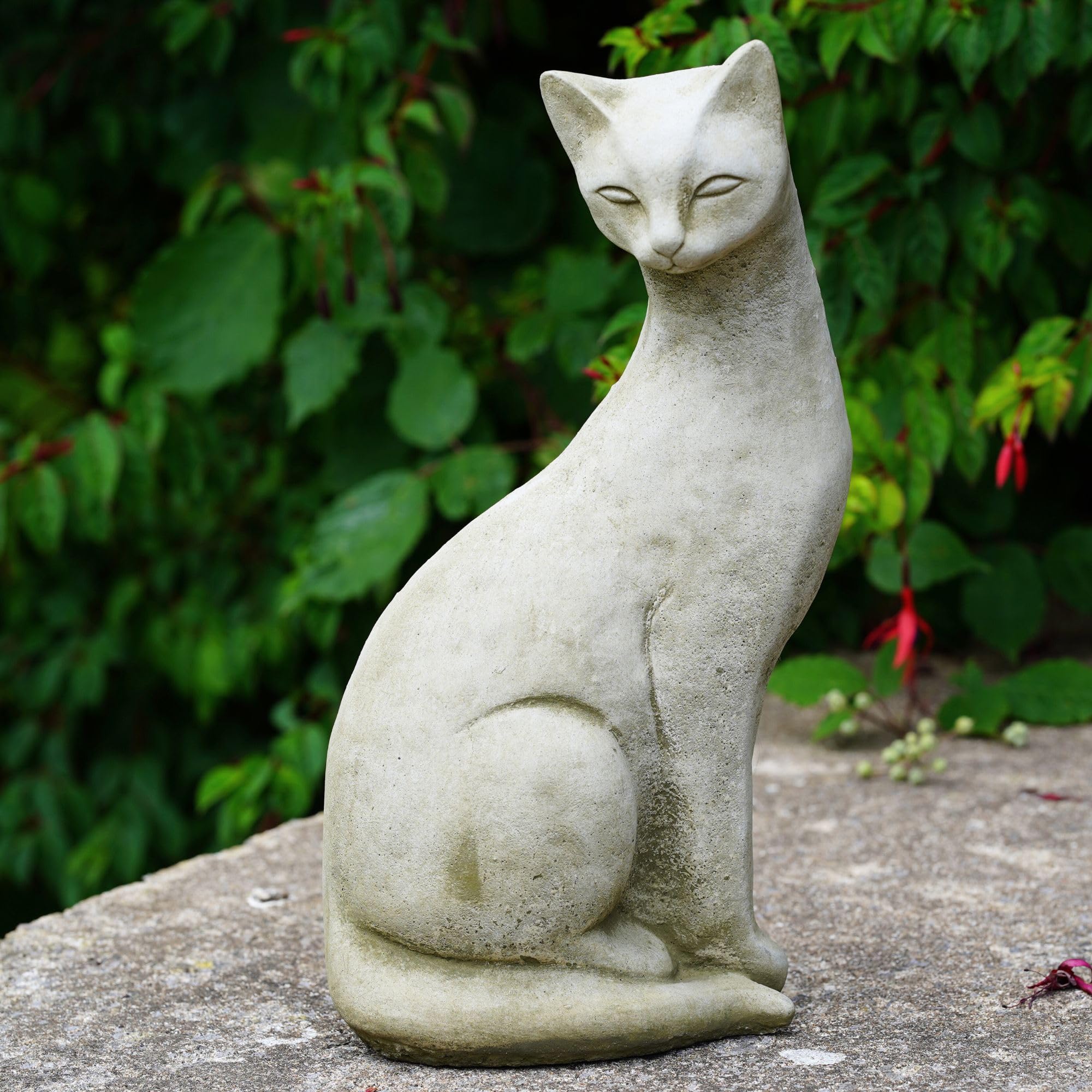 Burgess Home & Garden White Siamese Cat Statue | Reconstituted Stone Animal Concrete Garden Ornament Decor