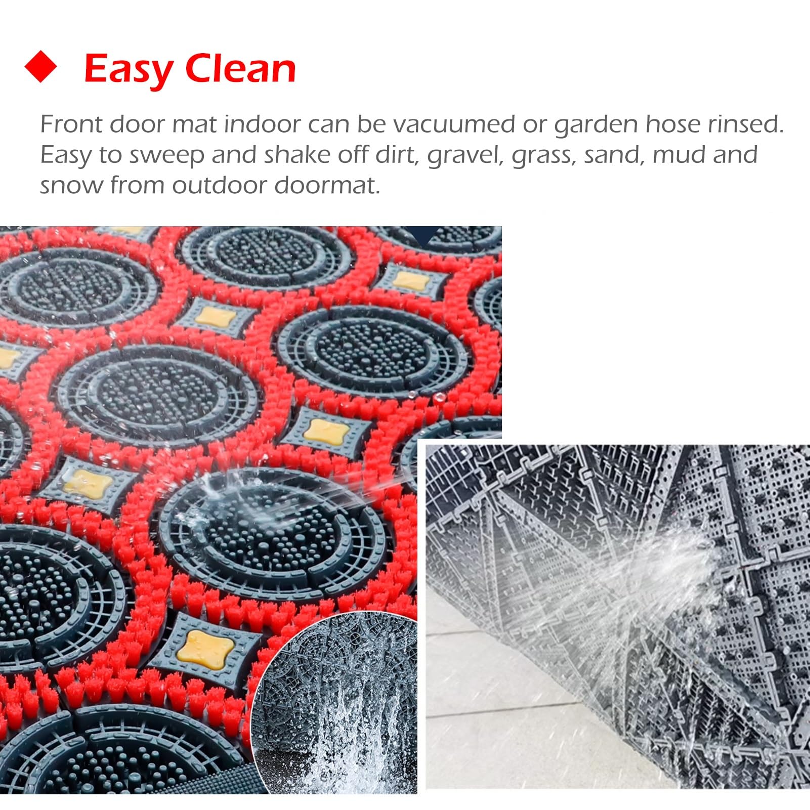 Fußmatte für Außen Bodenmatten für Den Außenbereich mit Rundbürste – Rutschfester Gummi Drainagematte für Gewerbe Küche Garage Garten Hochbelastbar(90x105cm/35.4x41.3in)
