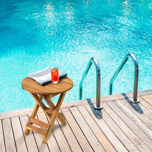 Miniatura 7 de DAXULY Mesa de patio pequeña, mesa auxiliar plegable al aire libre, mesa auxiliar portátil, mesa auxiliar pequeña, mesa auxiliar, mesa auxiliar