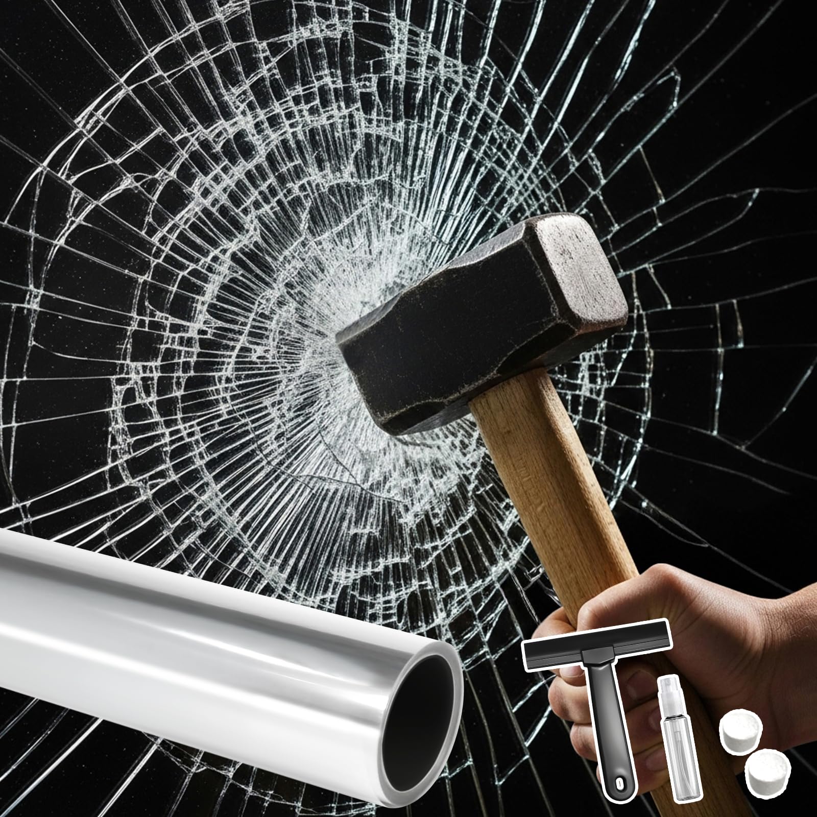 Qualsen Safety Glass Film Premium 8 Mil Glass Window Film Security for Enhanced Safety Adhesive Anti Shatter for Banks, Shopping malls, Home, Office Hotel Windows 60x200cm(Clear) — image 1