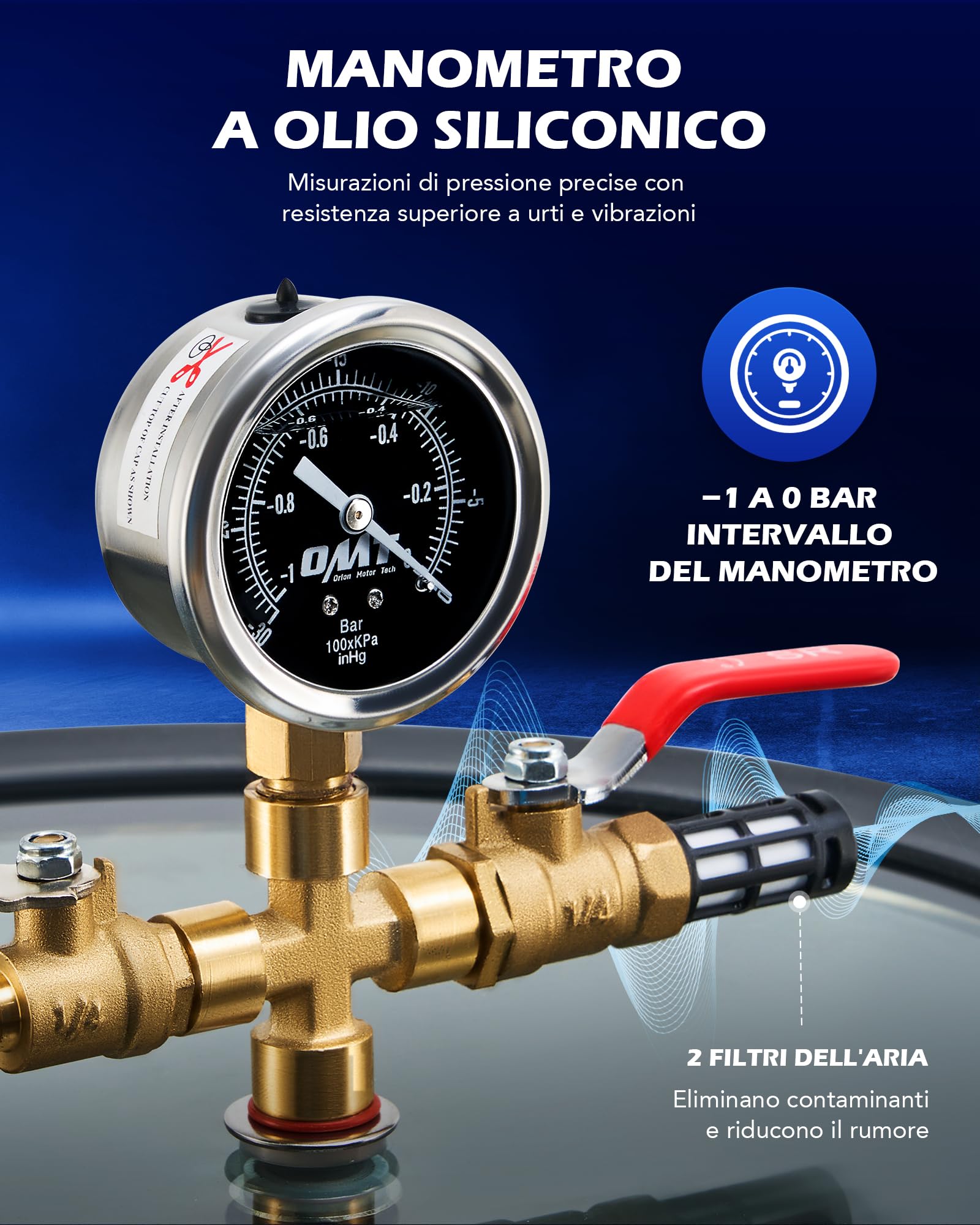 Orion Motor Tech 7.6L Camera a Vuoto 100 L/min con 3.5 cfm Pompa, 186W Pompa con Camera Vuoto Coperchio in Vetro, Camera di Degasaggio Sottovuoto per e Degasaggio di Resina Siliconica