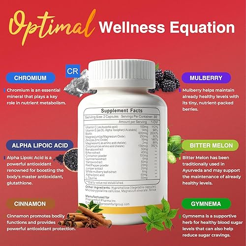 Miniatura 3 de Pro Comfort Suplemento de complejo de azúcar en la sangre apoya los niveles saludables de azúcar en la sangre ya Whithin Rango normal, todo natural