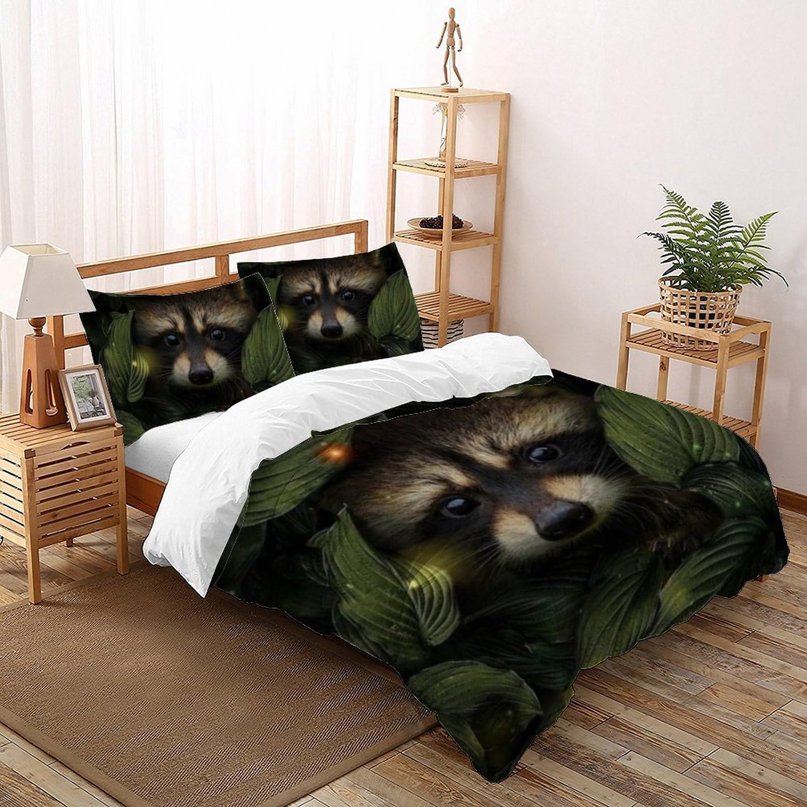 Housse de couette double 200x200cm animaux land imprimé 3D avec taies d'oreiller
