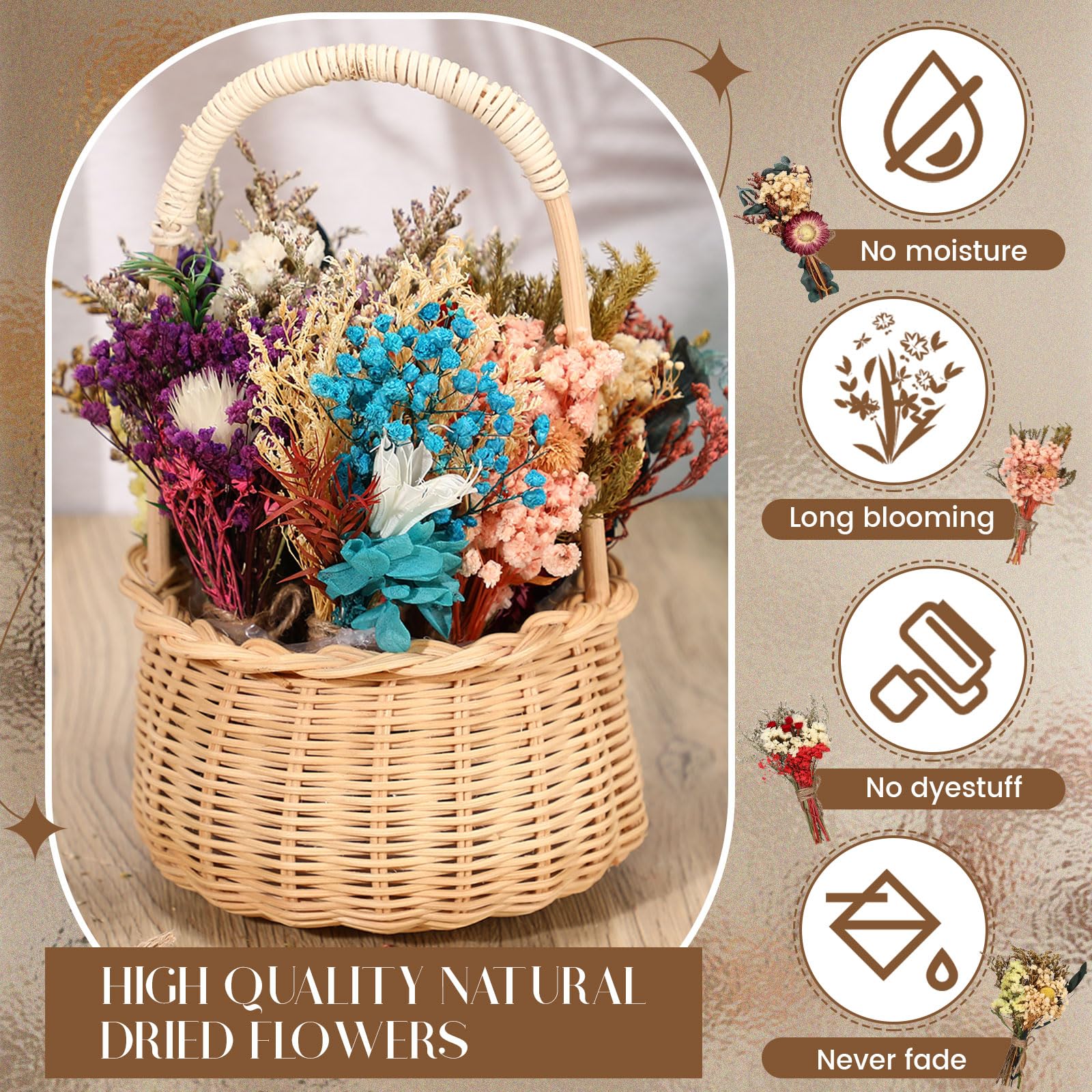 Layhit Boho-Trockenblumenstrauß, Mini-Hochzeit, handgefertigt, Trockenblumen, Dekoration für Vasen, Basteln, Foto-Boutonniere für Männer, Blumenpflanze für Brautjungfer, Geschenk