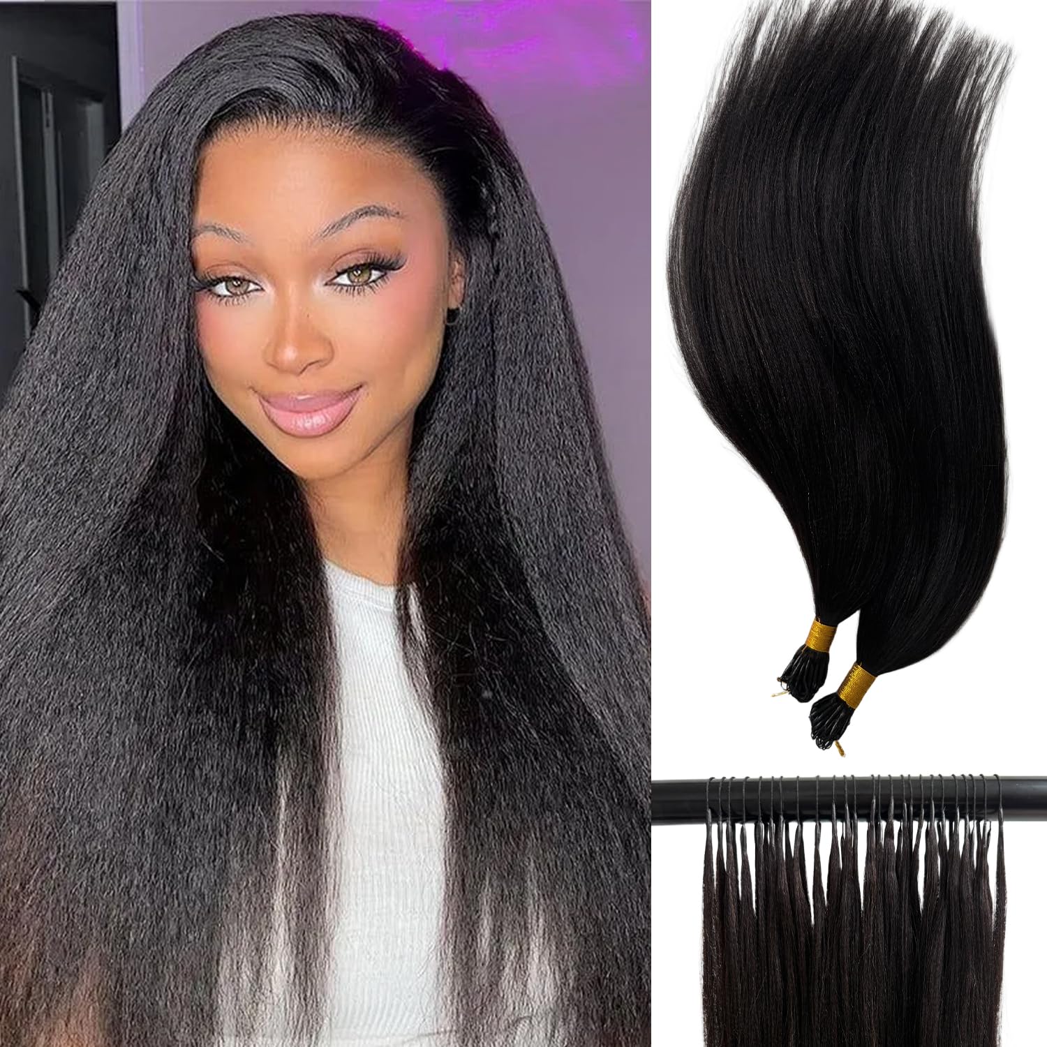 Photo 1 of Yaki Human Crochet Hair Pre-Separated Knotless Invisible Real Human Hair Extensions Salon-Level Lightweight Reusable No Tangle Shedding Thick For Boho Braids 50g 14inch