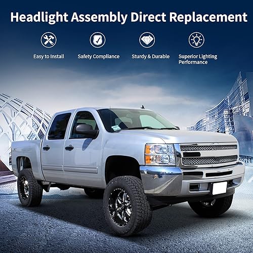 Miniatura 6 de Repuesto de faros delanteros para GMC Sierra 15002500HD3500HD 2007-2014, Reflector ambarino de la cubierta del cromo