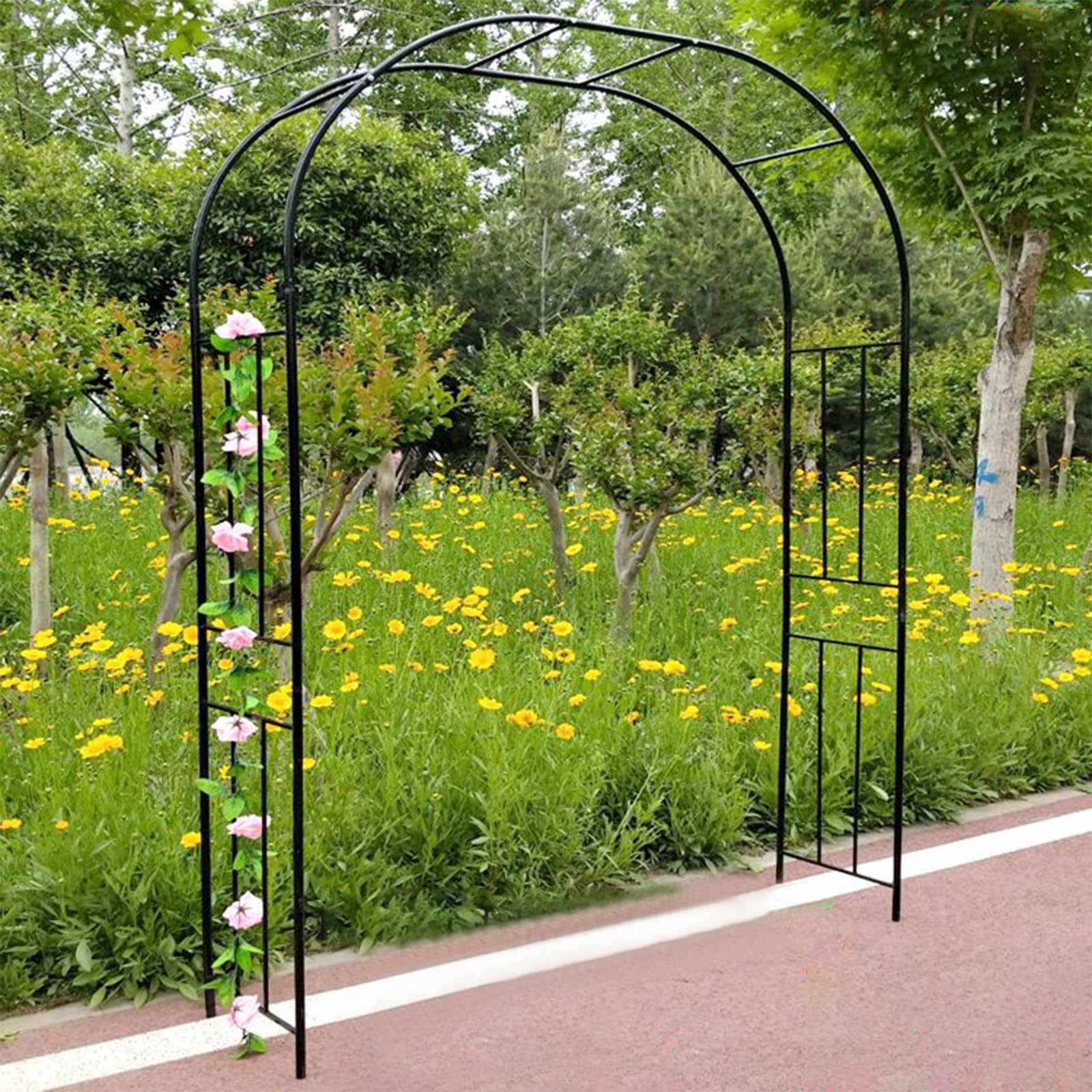 Arche Jardin Metal Plantes Grimpantes Support Arche De Jardin BAKAJI Pour Plantes Grimpantes - Métal Vert Foncé - 153 X 35 X 233 Cm Support Plantes Grimpantes BAKAJI 233cm
