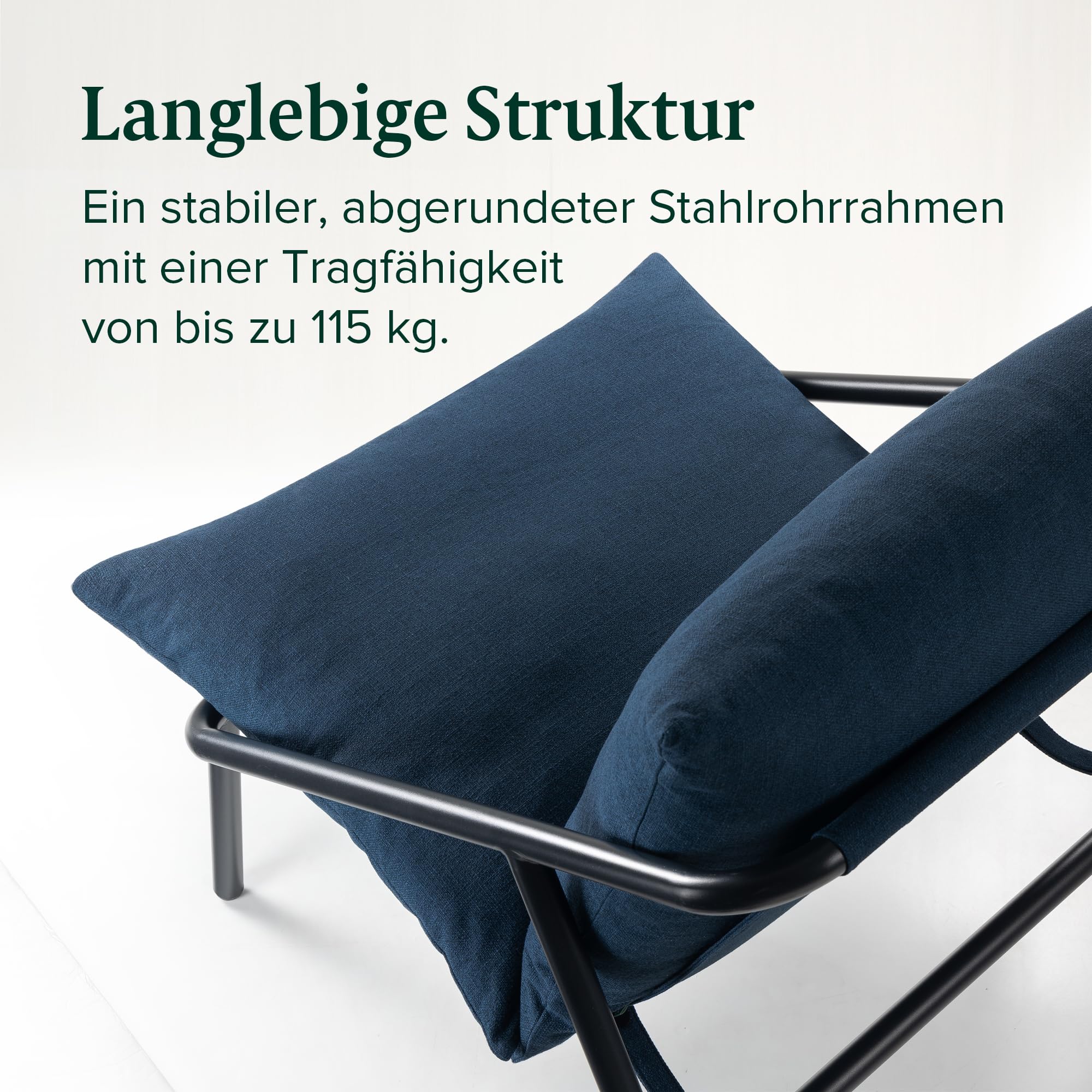 Zinus Ada Loungesessel, Navy blau, Sessel, Metallrahmen mit zerkleinerten Schaumstoffpolstern