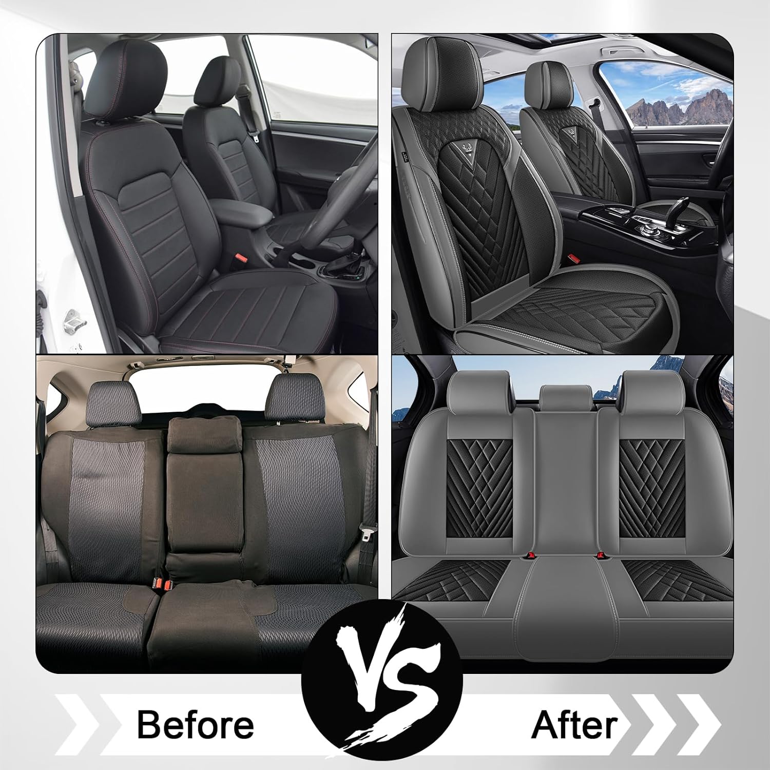 Car Seat Covers for Chevy Blazer 2019-2025, Premium Car Seat Cushion,Waterproof Seat Protectors, Luxury Automotive Interior Accessories (5-Seat Set, Gray&Black)