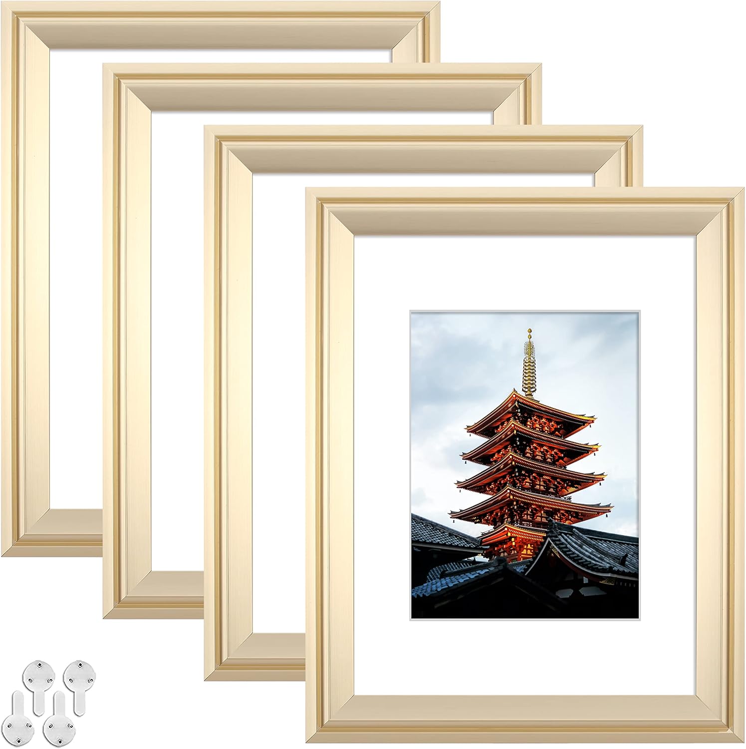 WUIRCCX 9x12 Picture Frames with Glass Set of 4 Gold,Photo