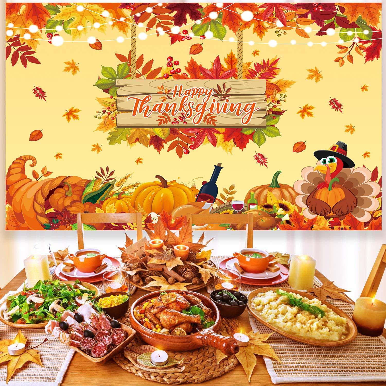 Thanksgiving Fotohintergrund 2,4x1,8 M – Herbstdeko Für Partys & Fotos