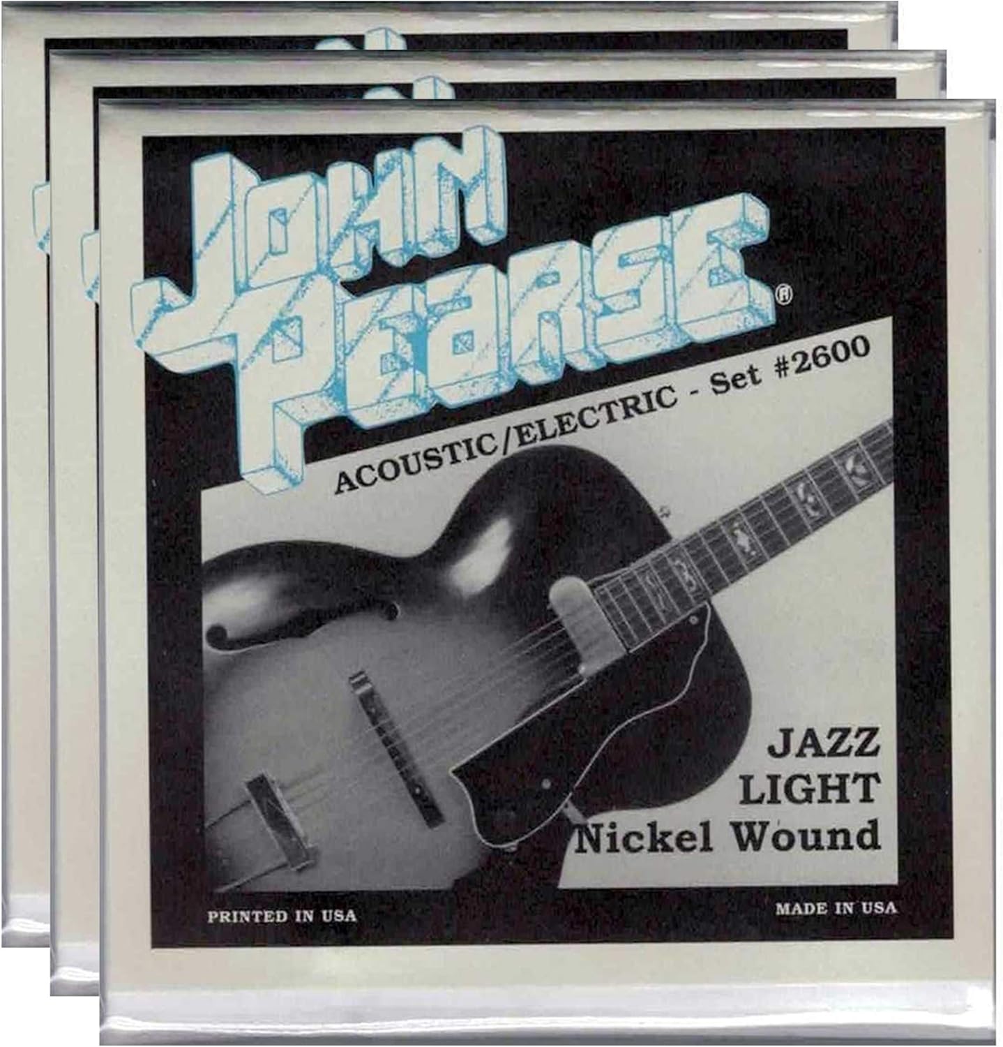 John Pearse Electric Strings Pure Nickel Jazz Light 11-50 (3 Pack Bundle)
