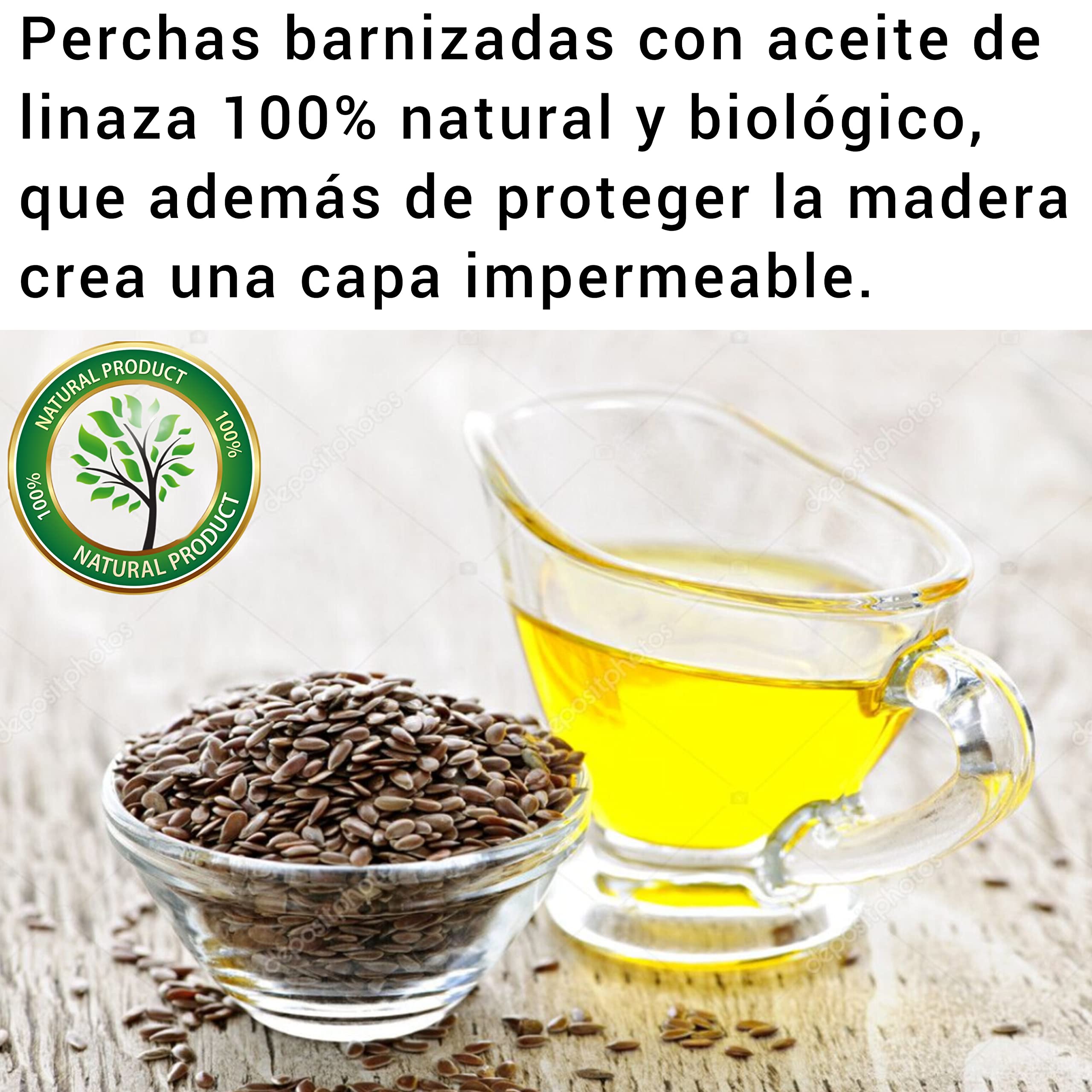 Percha de pino natural para jaulas de loros agaporni, ninfa, caique, cotorra, accesorio descanso de aves, plataforma zona comedero y juegos de pájaros, CALIDAD PREMIUM. (M, 1 und)