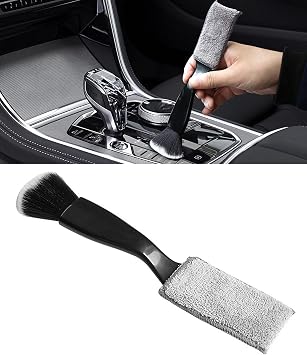 Universal 2 in 1 Duster for Car Clean,Car Bursh Tool,Double Head Brush,Auto Interior Detailing Brush,Soft Car Interior Detailing Brush Dust Brush Black