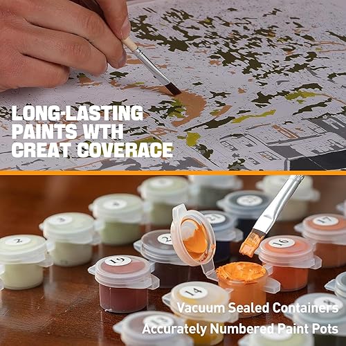 Miniatura 7 de Yunruily Pintura por números para adultos principiantes, kits de pintura por números para adultos y niños, kits de pintura de lienzo, acrílico,