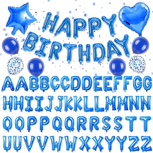 Miniatura 1 de Juego de globos de feliz cumpleaños, globos personalizados de cumpleaños de 16 pulgadas y 2 juegos de globos de letras A-Z, globos de cumpleaños con