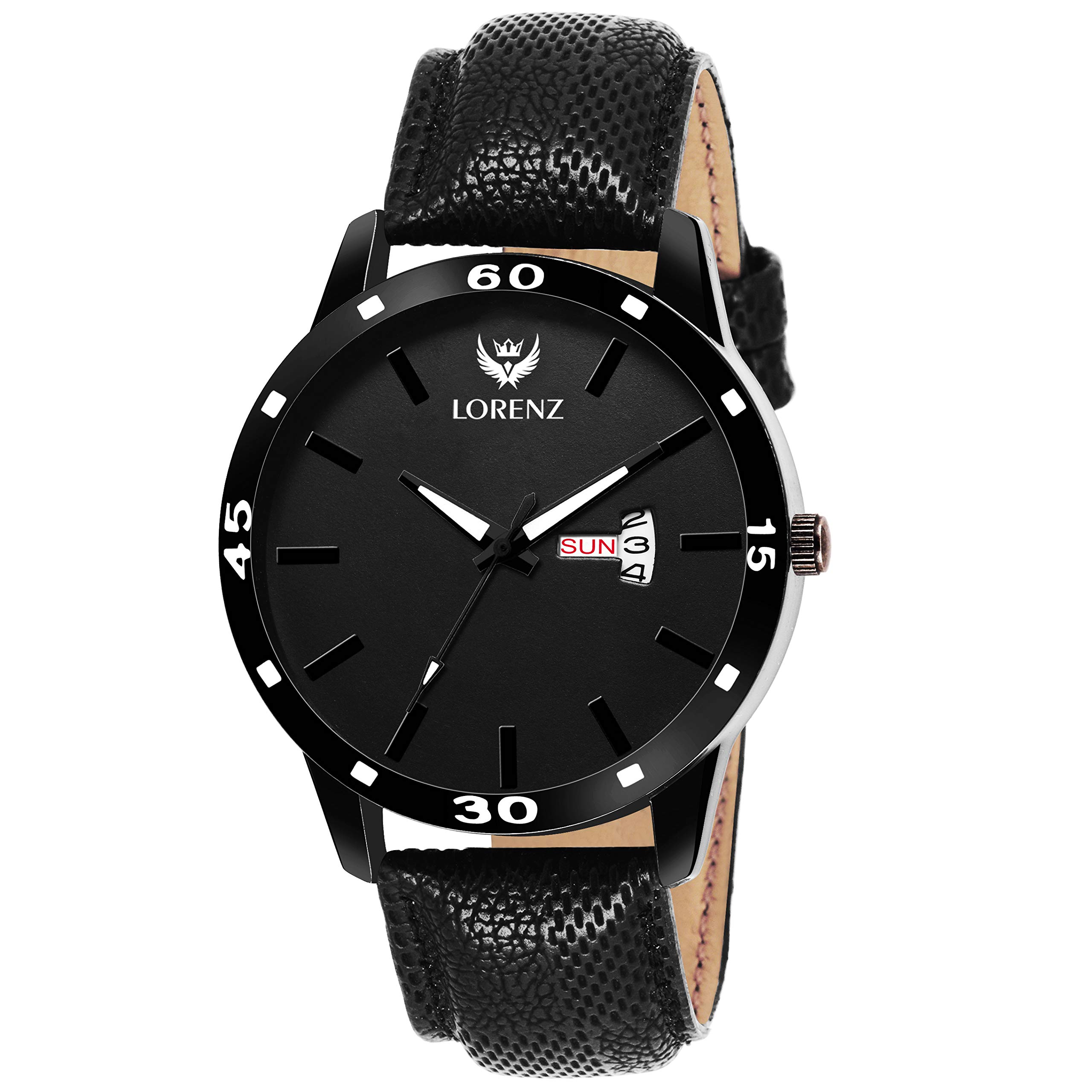 LORENZ Analogue Black Dial Leather Strap Day & Date Watch for Men- MK-2013W (B07KQ9T3NB) Amazon Price History, Amazon Price Tracker