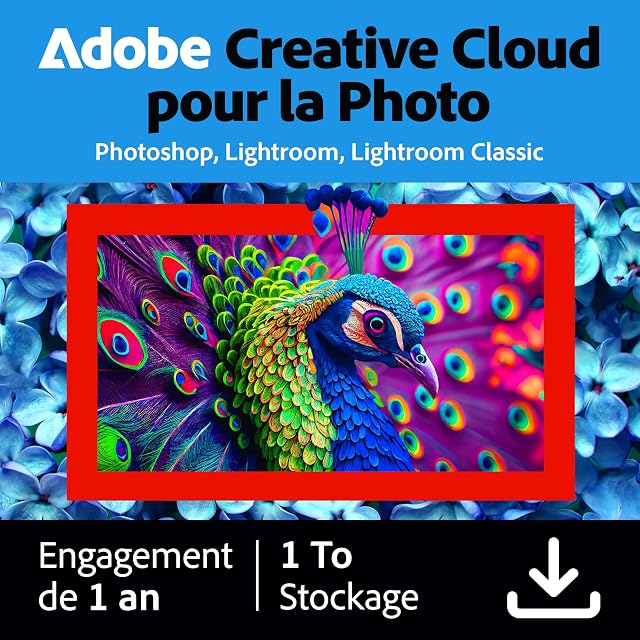 Adobe Creative Cloud 1TB:Photoshop&Lightroom | 1 an | PC/Mac | Téléchargement
