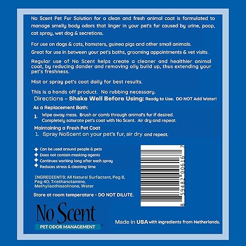 Miniatura 4 de Aerosol sin olor de piel de mascotas sin olor y limpiador sin enjuague para perros, gatos, hámsters, animales pequeños y mascotas peludas (2 onzas