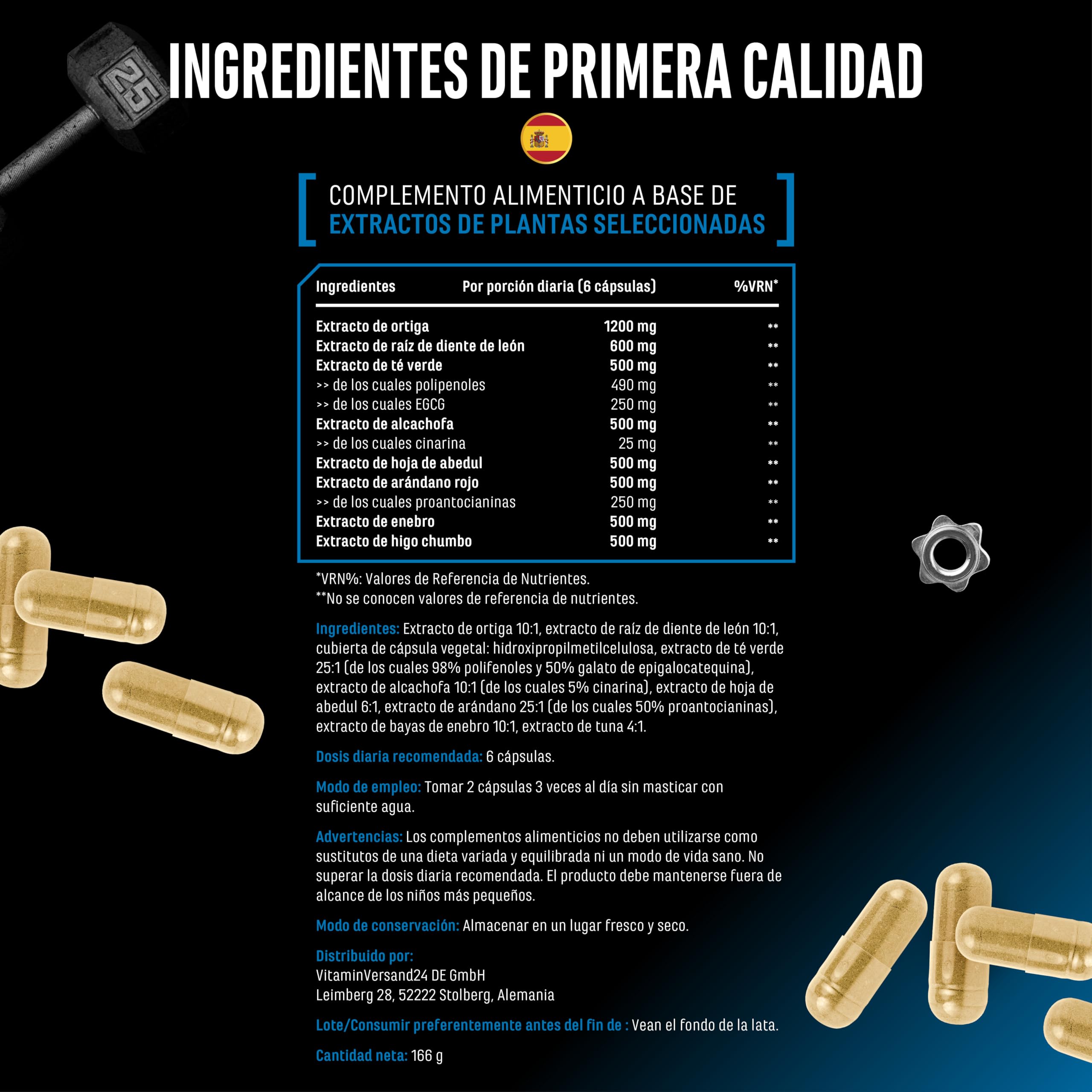 Water Flow Complejo - 180 cápsulas - Con ortiga, diente de león, té verde, alcachofa y arándano rojo - Fórmula vegetal sin pastillas diuréticas químicas - Vegano, de alta dosis