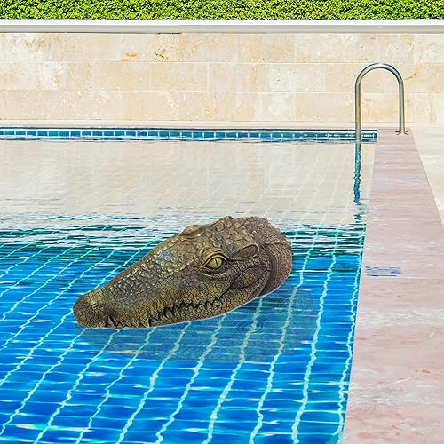 Miniatura 6 de Flotador de piscina de cocodrilo, decoración de cabeza de cocodrilo, señuelo de cabeza de cocodrilo flotante, cocodrilo falso al aire libre para