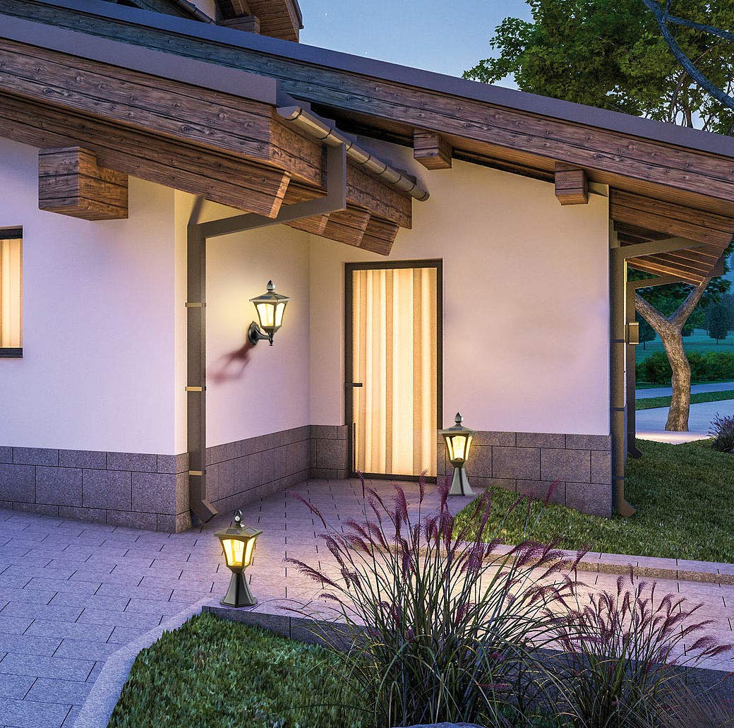 Royal Gardineer Gartenlampe: Solar-LED-Stand- & Wandlaterne, PIR-Sensor, Dämmerungssensor, 300 lm (Solarlaterne mit Dämmerungssensor, Sockel-Laterne, Panel)