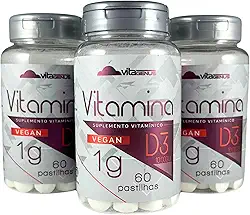 Kit 3 Vitamina D3 10.000UI 60 comprimidos 3 unidades Vegan Sem Lactose Sem Glúten VitaGenus