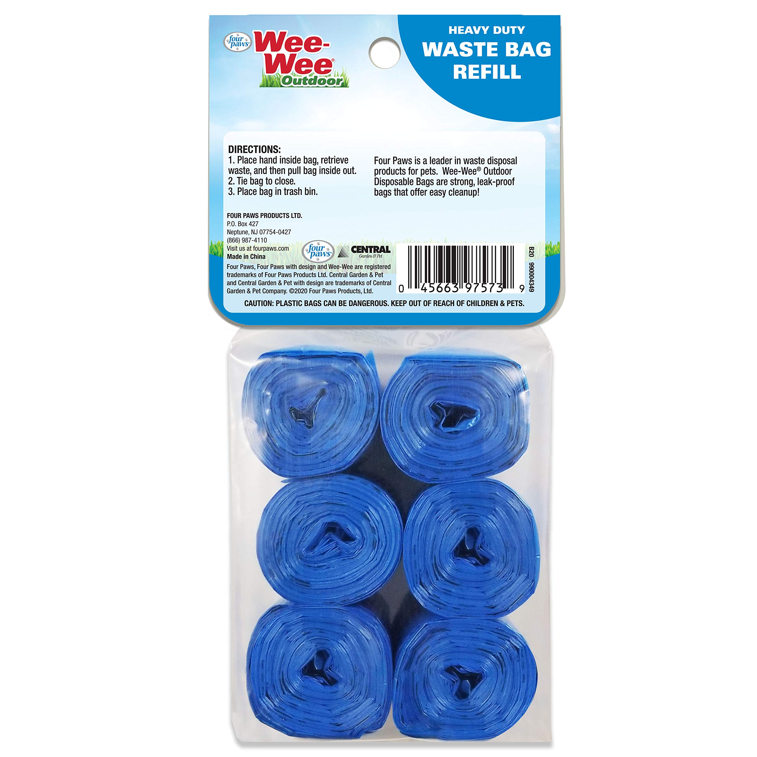 Four Paws Wee-Wee Bolsas de basura resistentes para exteriores, rollos de 90 unidades, 38 x 20 cm