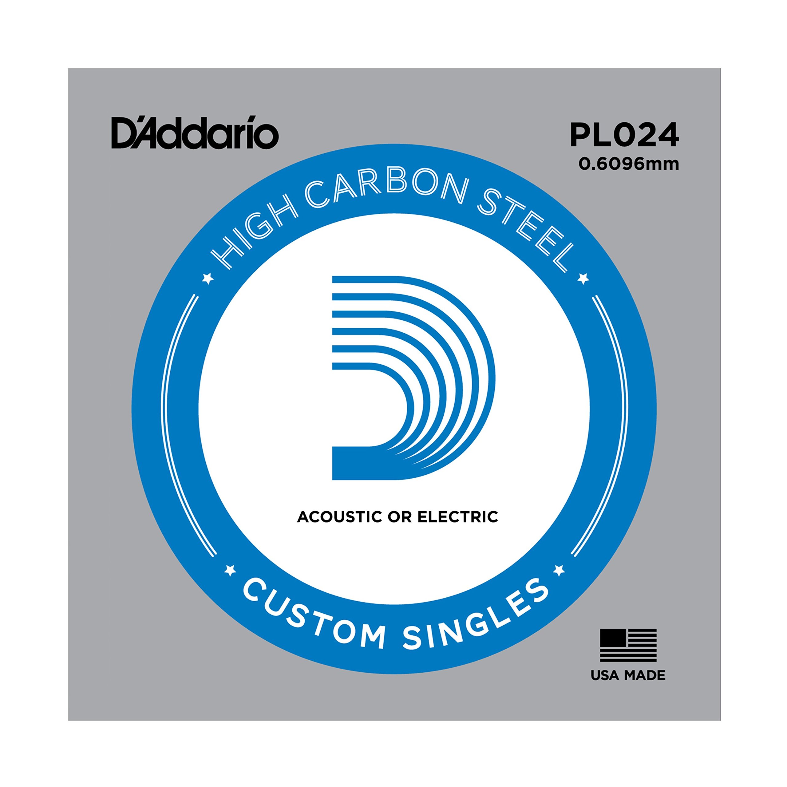 D'Addario PL024 0.024 Plain Steel Single String for Guitar