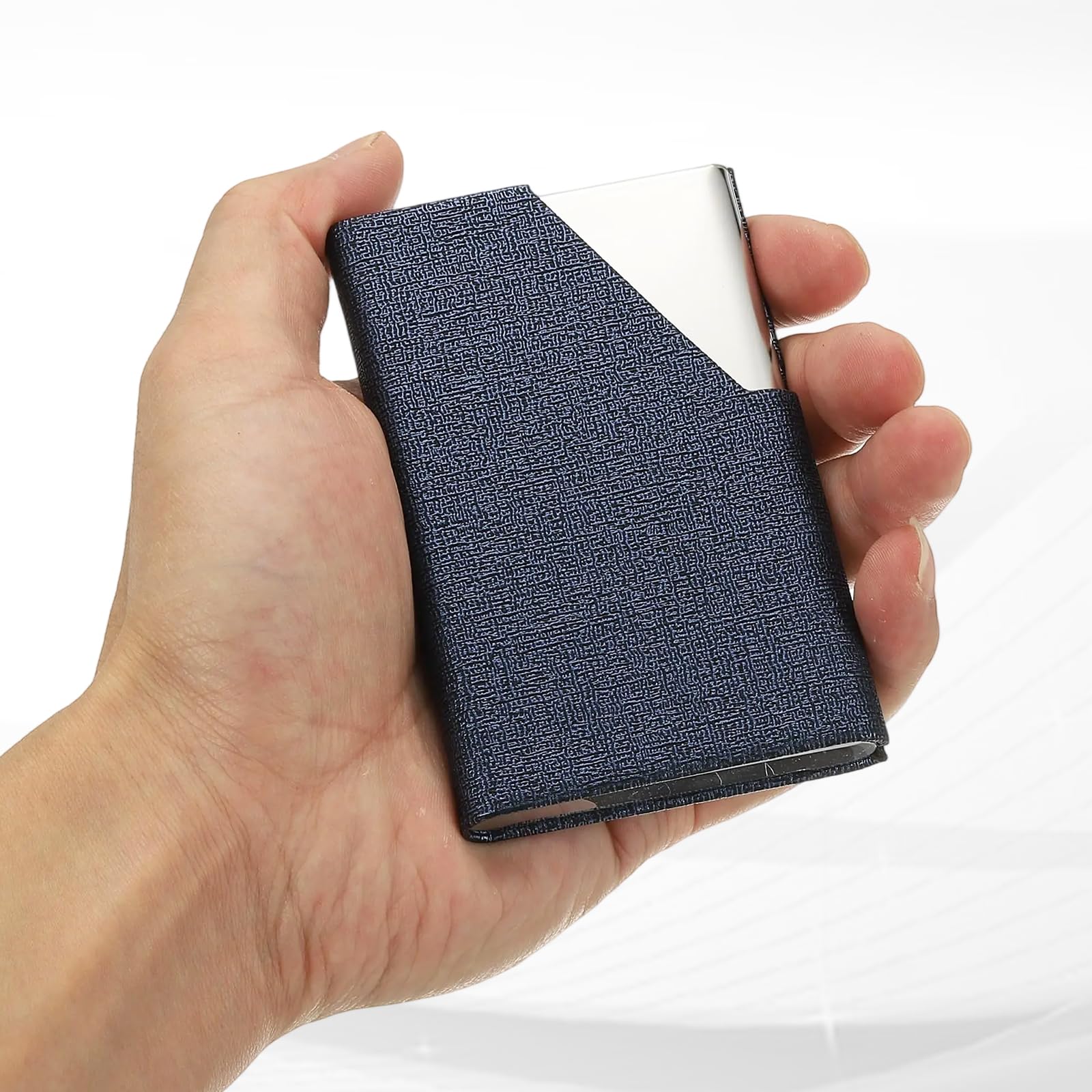 PATIKIL 20 Unidades Portatarjetas De Cuero PU Estuche Multicolor | De Tarjetas De Visita De Acero Inoxidable, Con Bolsillo Portamonedas Magnético, Para Hombres Y Mujeres