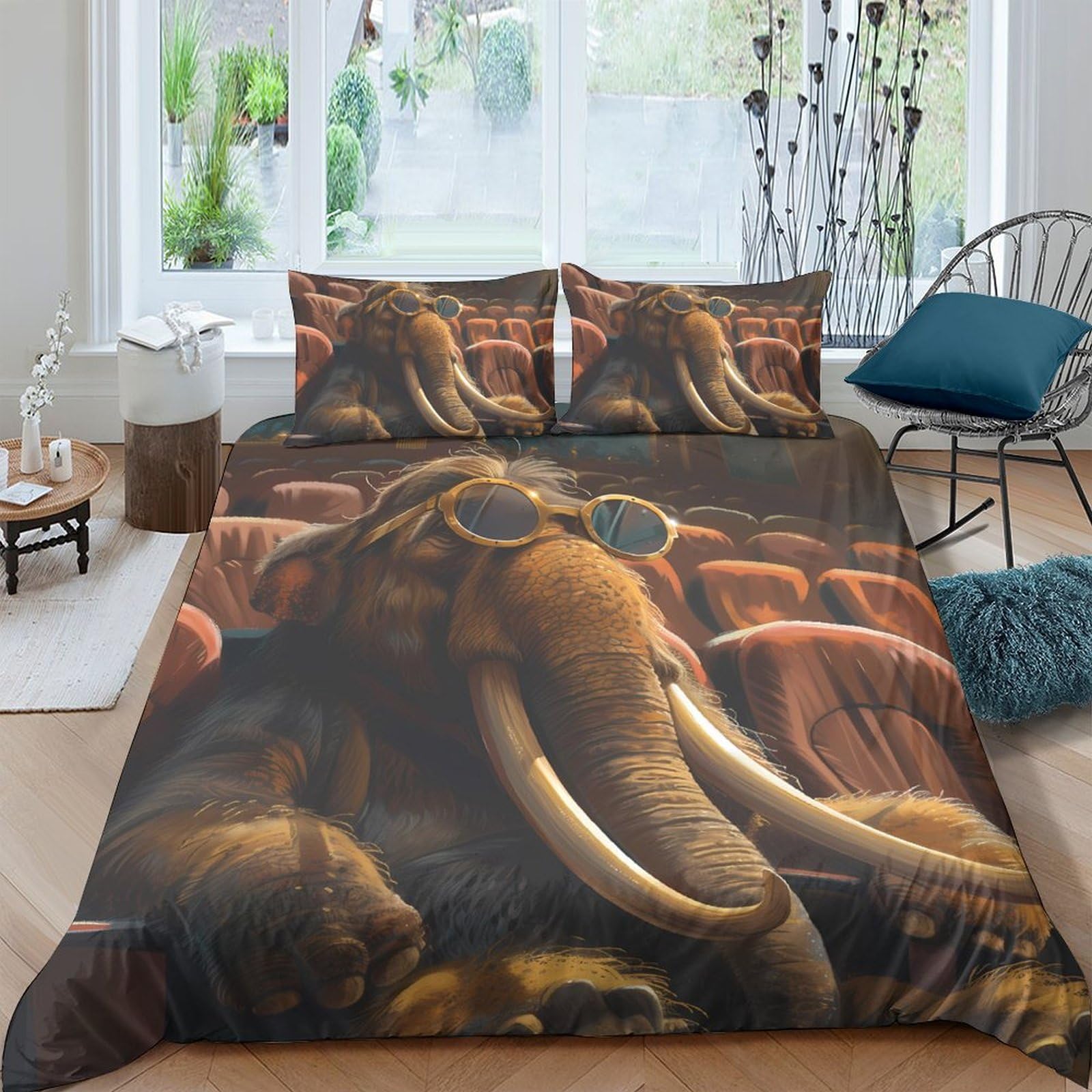 Ctjqhvkz Style-2 3D Printed Mammoth Safari Fitted Sheet Microfiber Soft Brown Animal Herd Mattress Cover For Bedroom Dorm Decor Single（135X200cm）