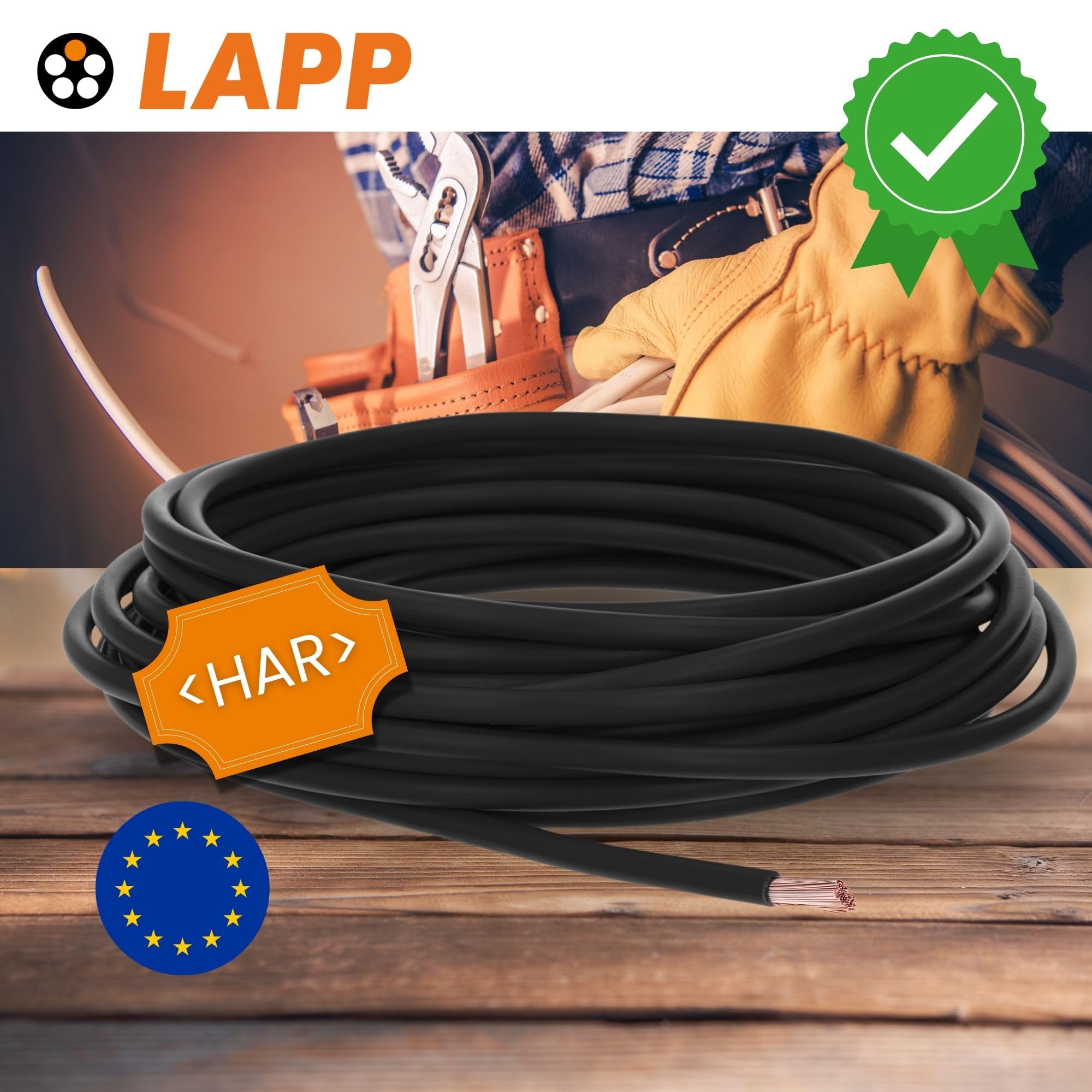 Fil de câblage H07V-K LAPP 4520016/50 1 x 16 mm² noir 50 m V558541