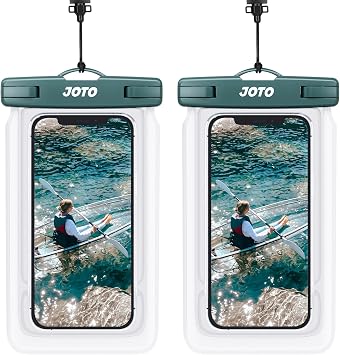 JOTO 2 Pack Floating Waterproof Phone Pouch Up to 7", IPX8 Floatable Underwater Phone Case Cellphone Dry Bag for iPhone 17/Air 16 15 14 13 12 11 Pro Max Xs Max XR X 8 7 Plus SE/Galaxy S24 S23 -Green