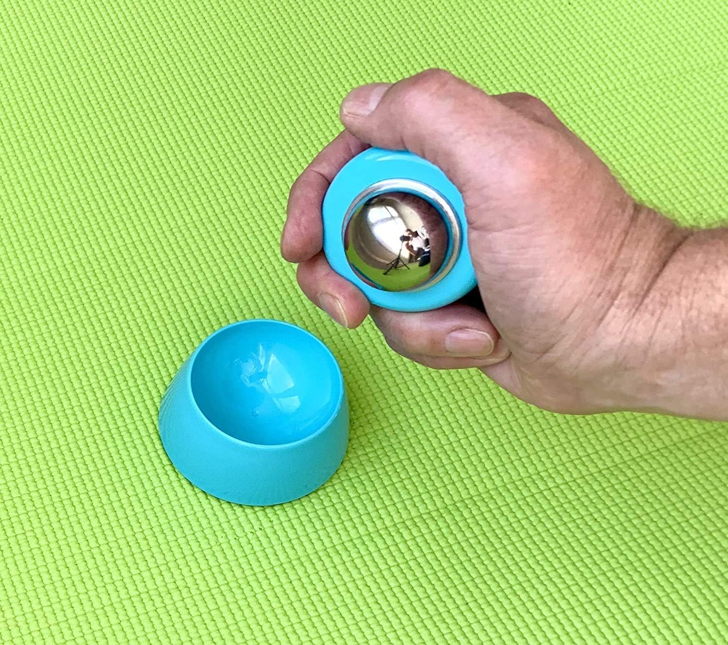 Grinder with Base Handheld Massage Roller - Use to Massage Muscle Aches and Pain, Trigger Point Knots and Help Reduce Stress, Cool Rolling Ball Feels Good on All Body Muscles