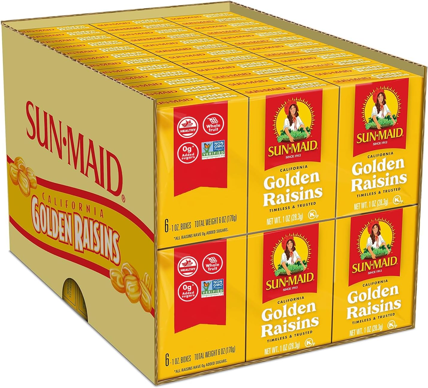 California Golden Raisins - (72 Pack) 1 oz Snack-Size Box - Dried Fruit for Healthy Snacks, School Lunches, and Natural Sweeteners