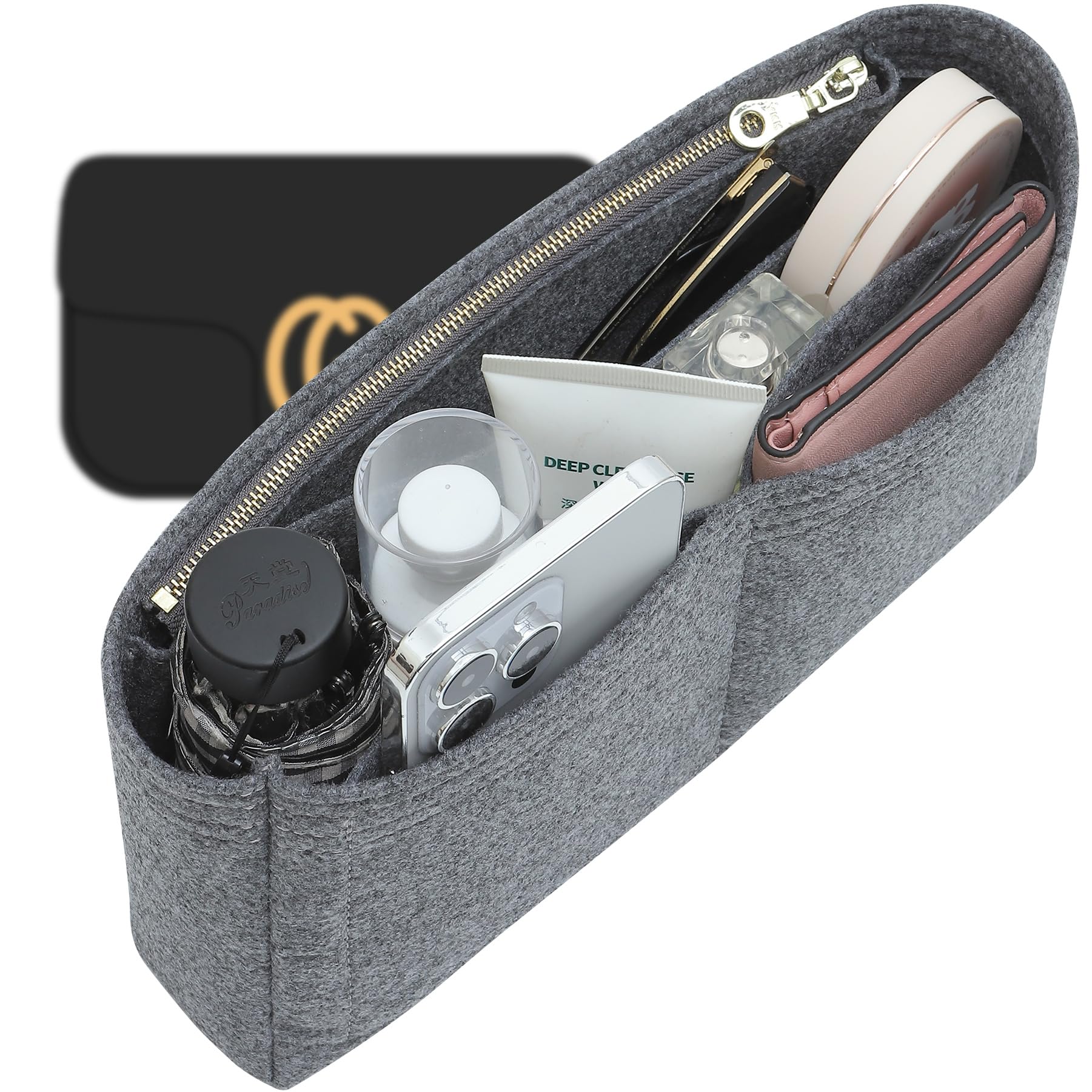 Organizador de monedero, bolsa de fieltro con cremallera para bolso GG Marmont Matelasse (mediano, cremallera gris)