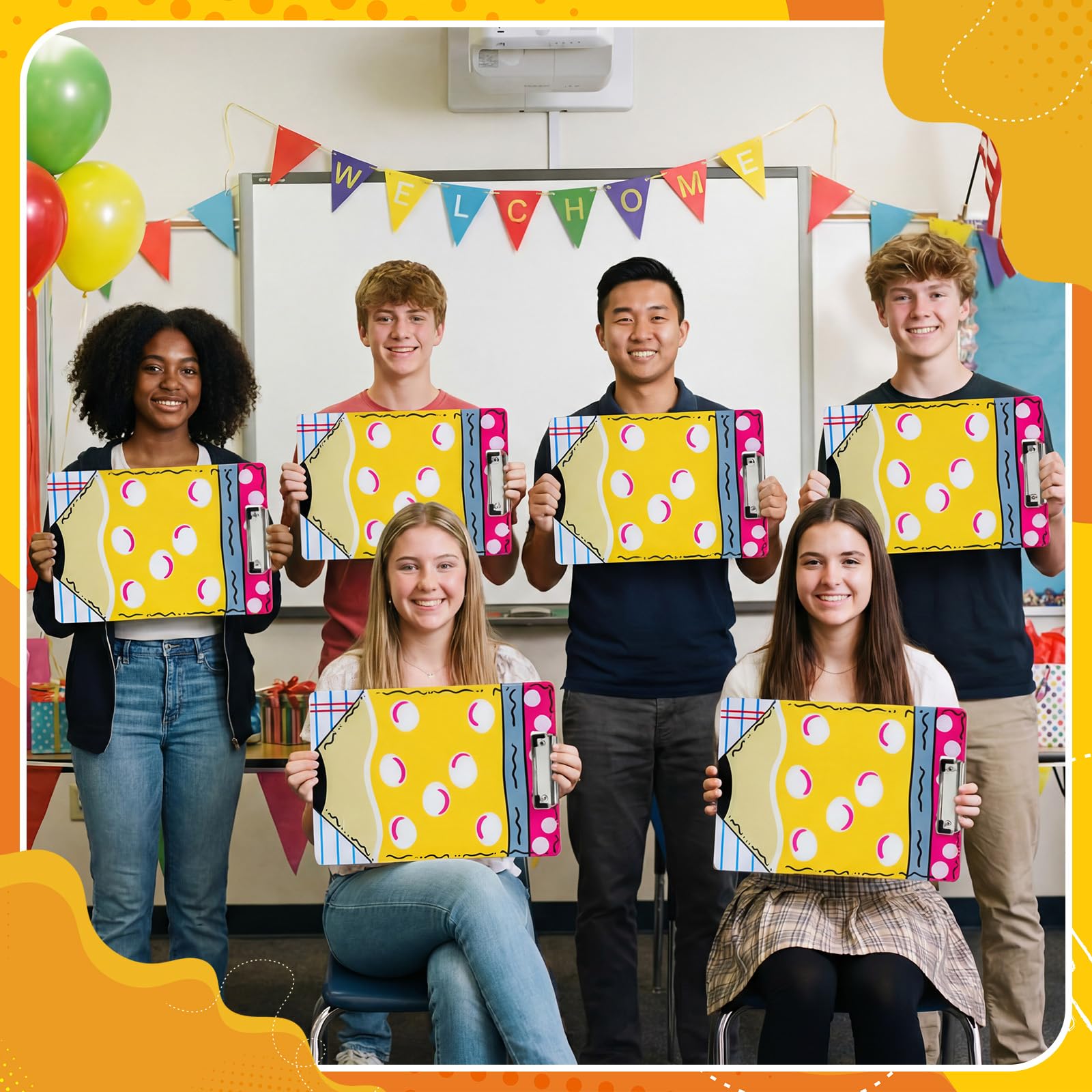 AmazingSpark 6 Stück Acryl Lehrer-Klemmbrett Bulk Lehrer Wertschätzung Geschenke 22,9 x 31,8 cm Niedliches Klemmbrett Zurück zur Schule Geschenke Lehrer Klemmbrett für Lehrer Klassenzimmer Schule