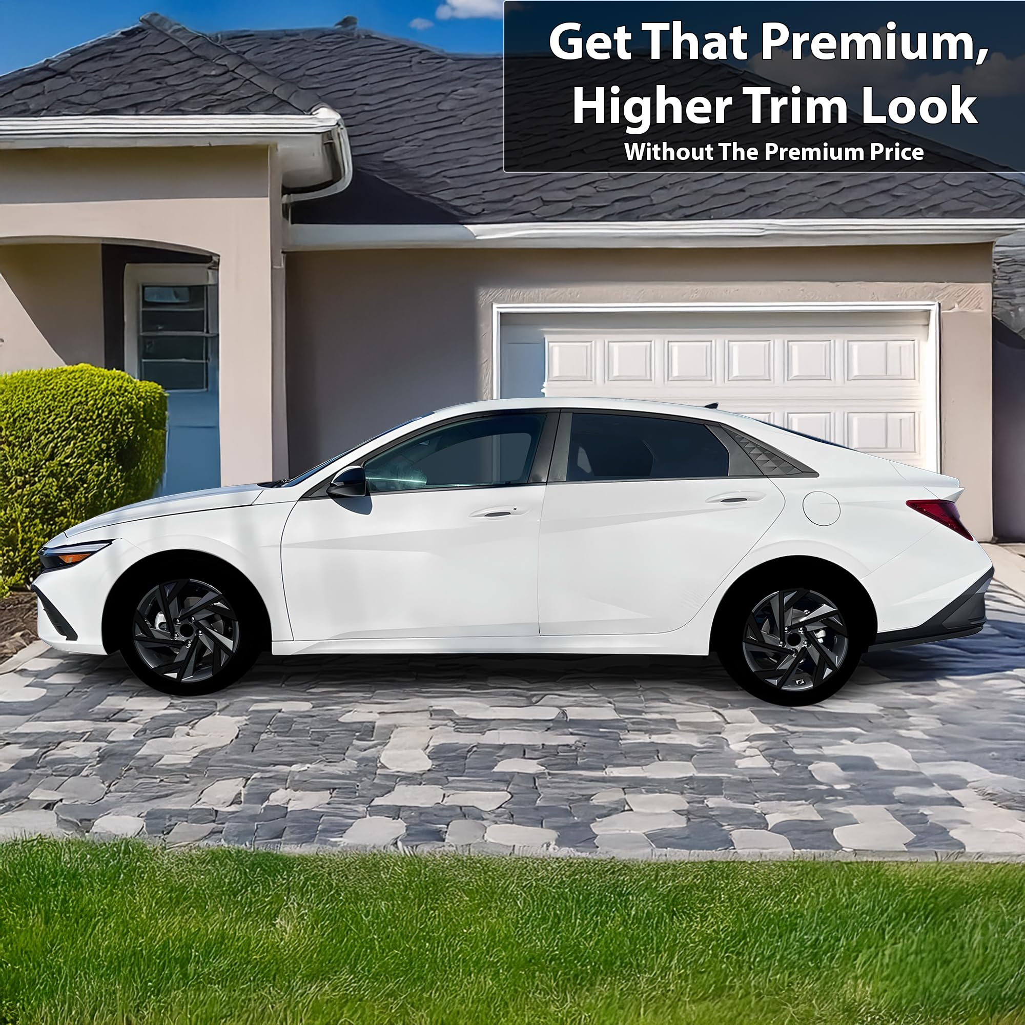 BOGAR TECH DESIGNS Rim Chrome Delete Overlay Film Compatible with Hyundai Elantra 2021-2025, Gloss Black