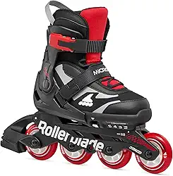 Rollerblade Microblade Patins em linha ajustáveis para crianças, preto e vermelho, júnior, desempenho juvenil