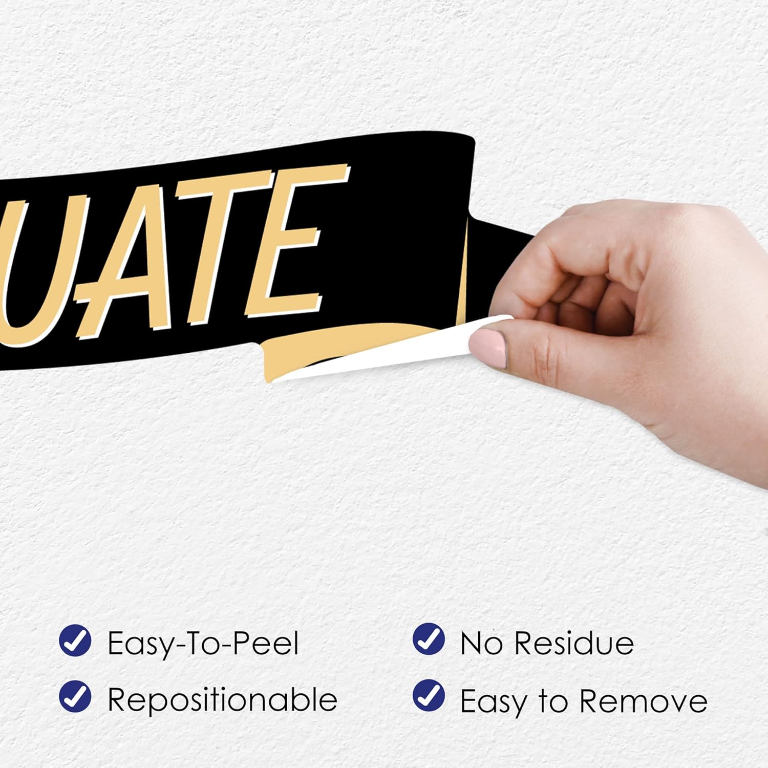 Big Dot of Happiness Hello College - Graduation Party Photo Backdrop - Wall Decals