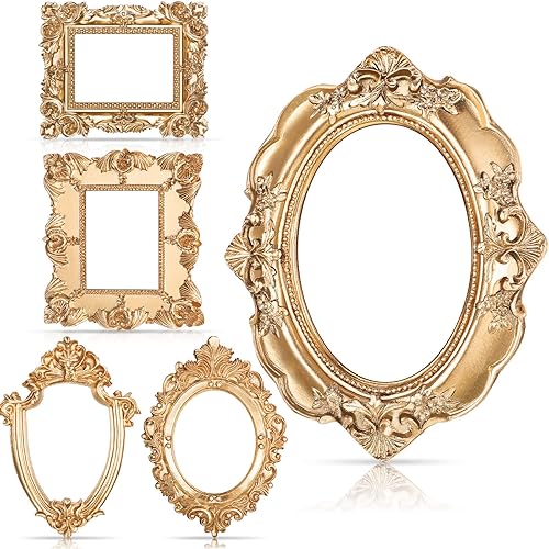 Yalikop 5 Pcs Vintage Mini Picture Frames Small Antique Resin