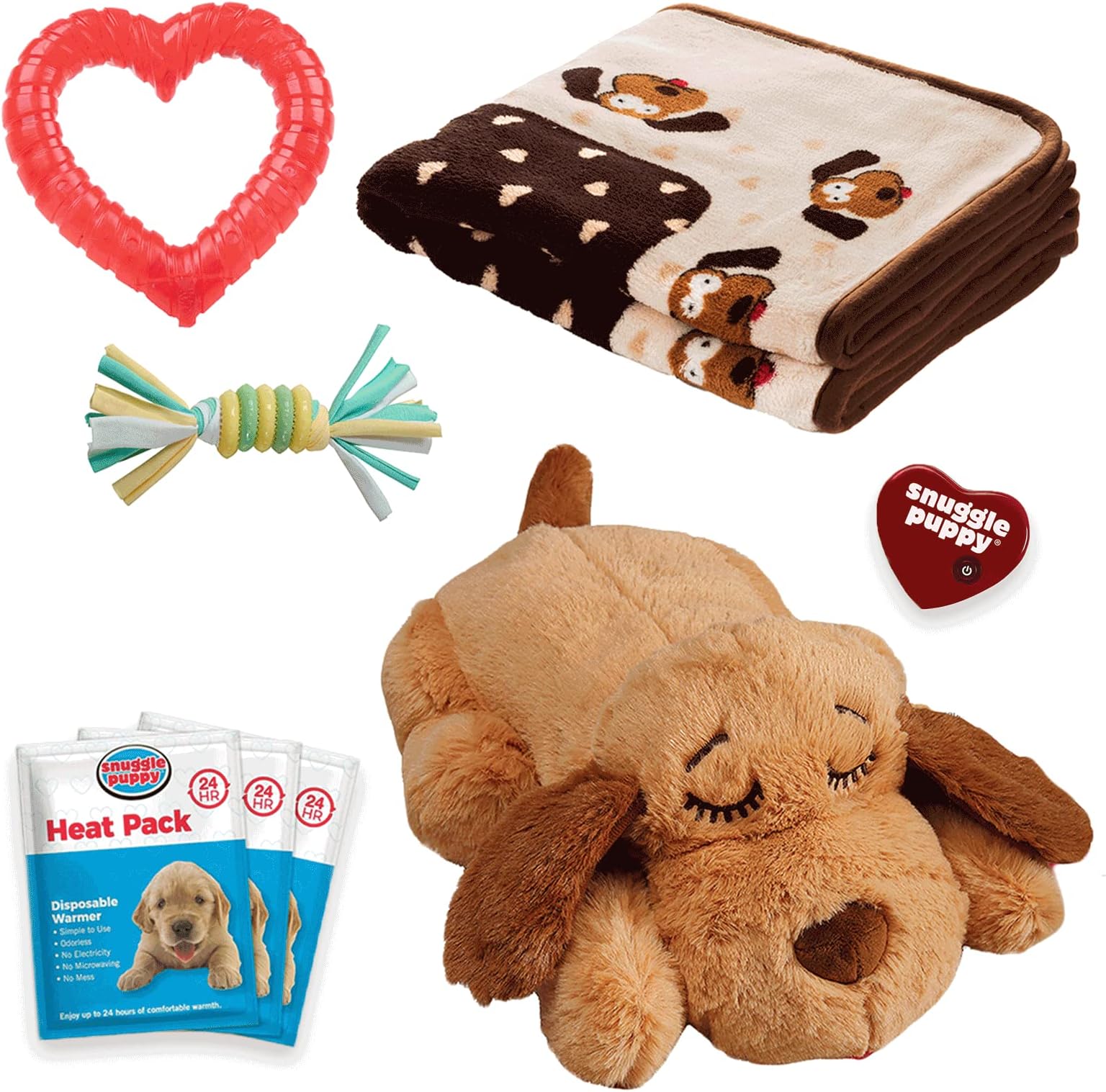 Snuggle Puppy Heartbeat Stuffed Toy for Dogs Pet Anxiety Relief and Calming Aid Biscuit