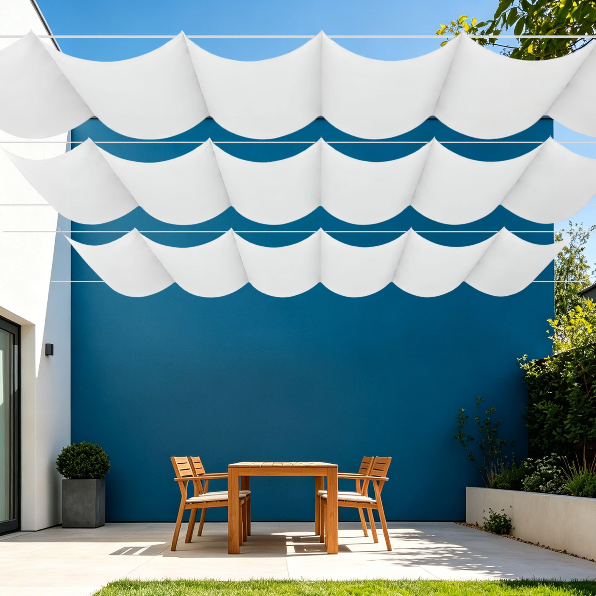 Voiles d'ombrage anti pluie 200x280 blanc pour balcon et terrasse