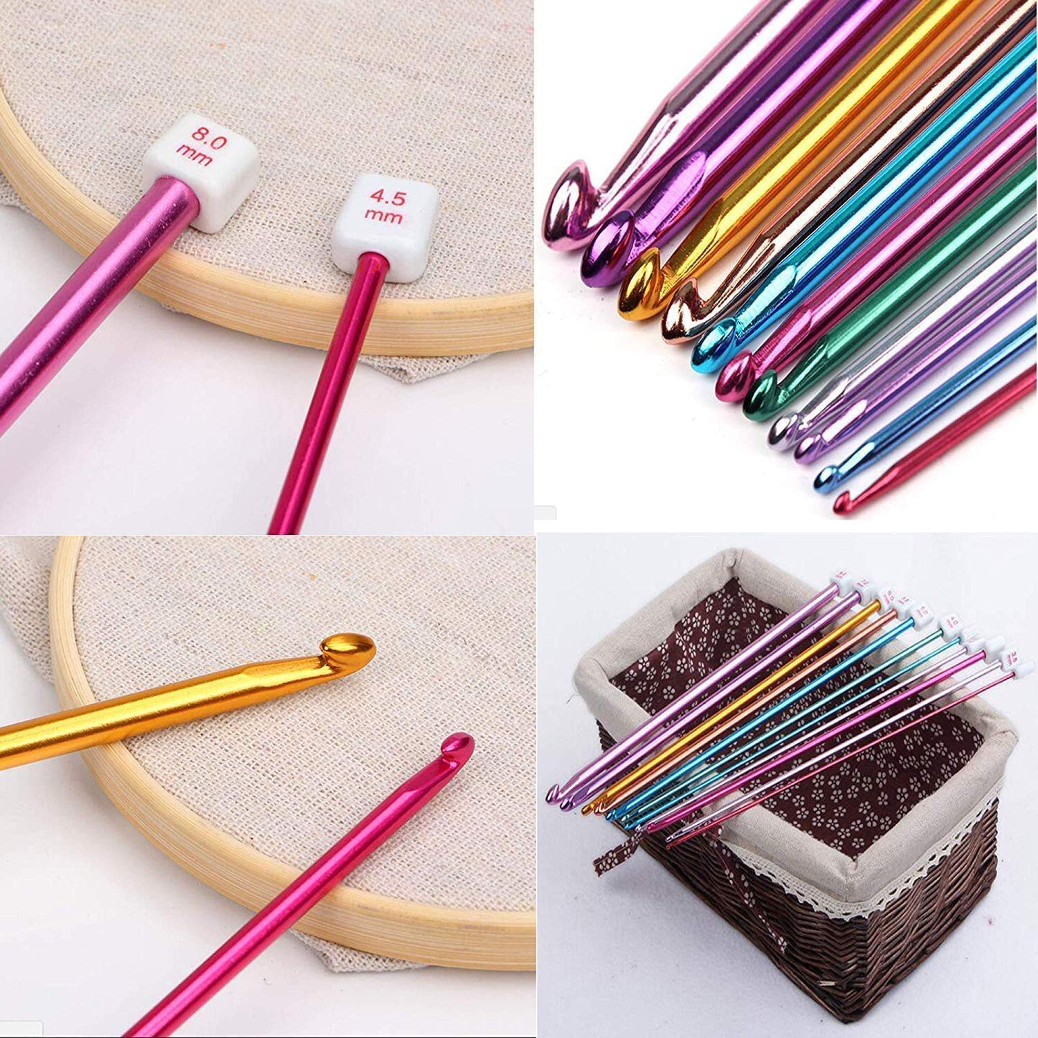 Set Uncinetti Tunisini 11 Pezzi - Ferri Da Uncinetto Colorati In Alluminio Per Principianti - Foto 7