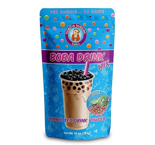 Buda Bubbles Boba Bubble Tea - Mezcla de bebida en polvo de café con leche café de 10 onzas 998oz