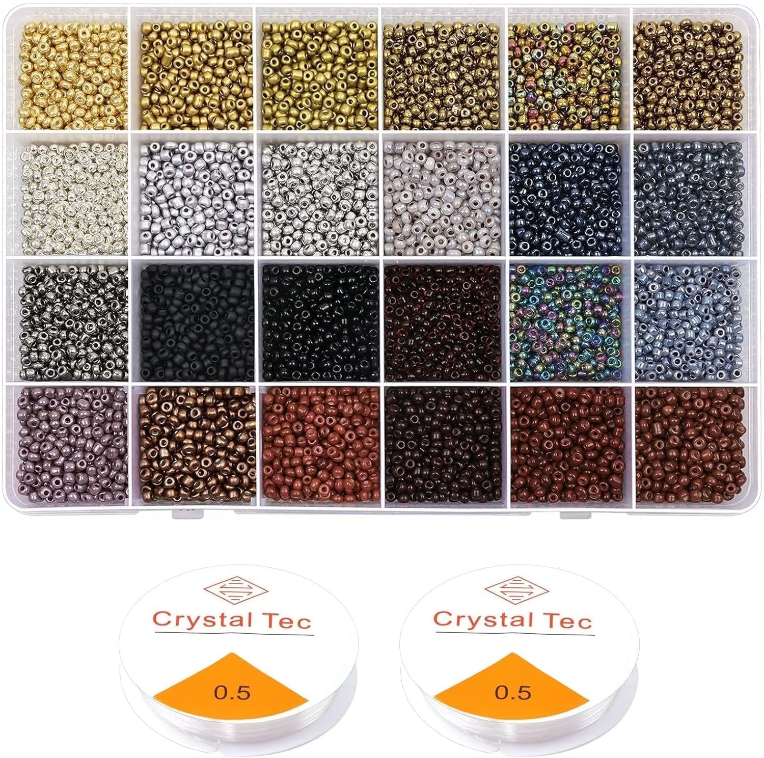 Prettme 12000 Pcs 2mm Dark Brown Glass Seed Beads Kit, 12/0 Pony Beads Small Craft Beads Friendship Bracelet Making kit for DIY Jewellery Making