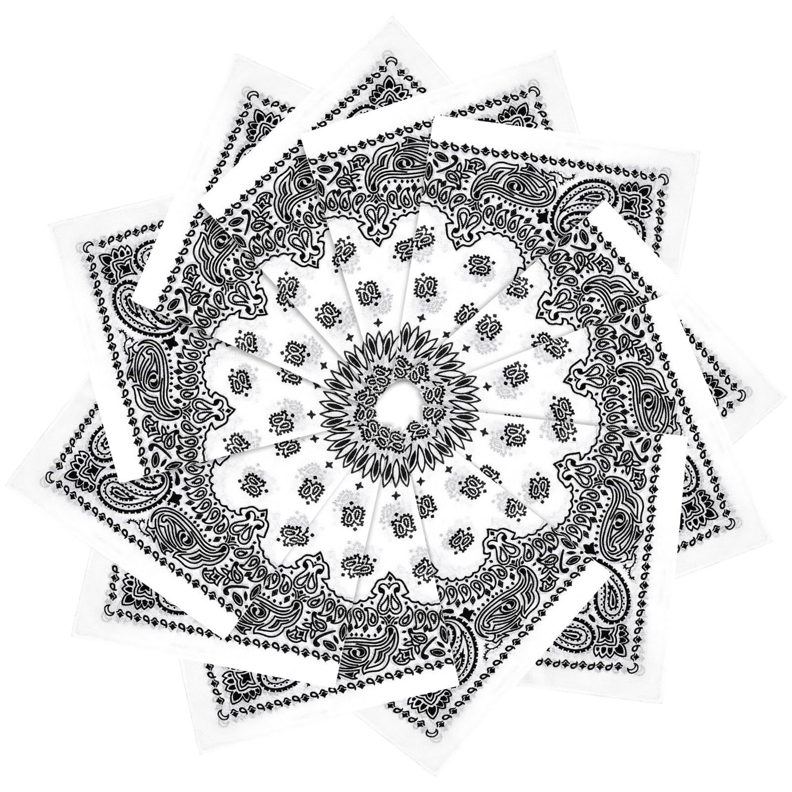 12 Pack Bandanas Unisex Paisley Cowboy Bandanas Bulk Multi Purpose Headband Scarf for Men Women Costume